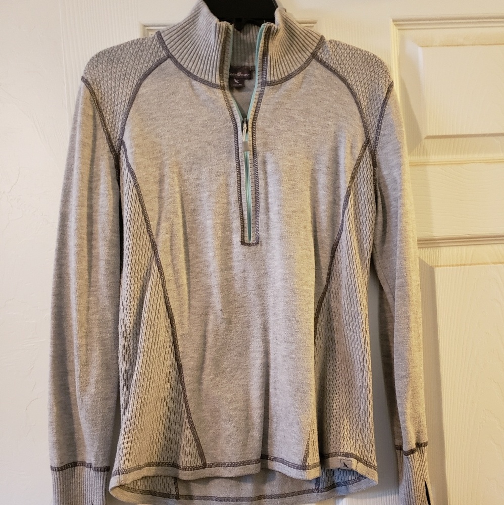 Eddie Bauer Gray Knit Half-Zip Pullover